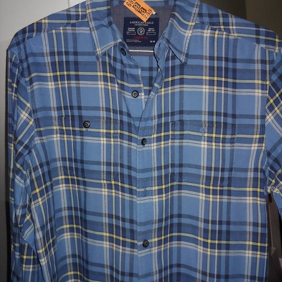 American Eagle Size Light blue/white checkered Very Soft Cotton Slim Medium Fit… - Picture 2 of 5